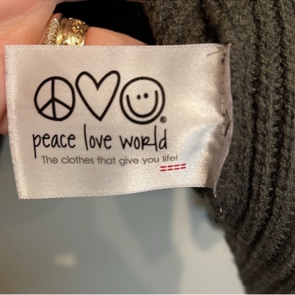 Peace Love World Happy Oversized Turtleneck Sweater s L - Picture 6 of 6